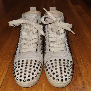 Christian Louboutin Louis Spiked Suede Sneaker, Colombe